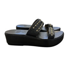Alternative view of Calleen Cordero Black Studded Leather Wedge Slides Sandals Size 7
