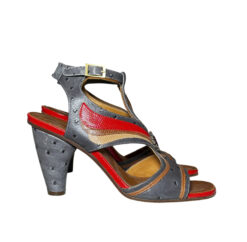 Alternative view of Chie Mihara Jeweled Ostrich Leather Open Toe Ankle Strap Heels Sandals Size 37.5