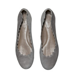 Chloé Lauren Scalloped Gray Suede Ballet Flats Size 37 Italy