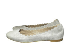 Alternative view of Chloé Lauren Scalloped Gray Suede Ballet Flats Size 37 Italy