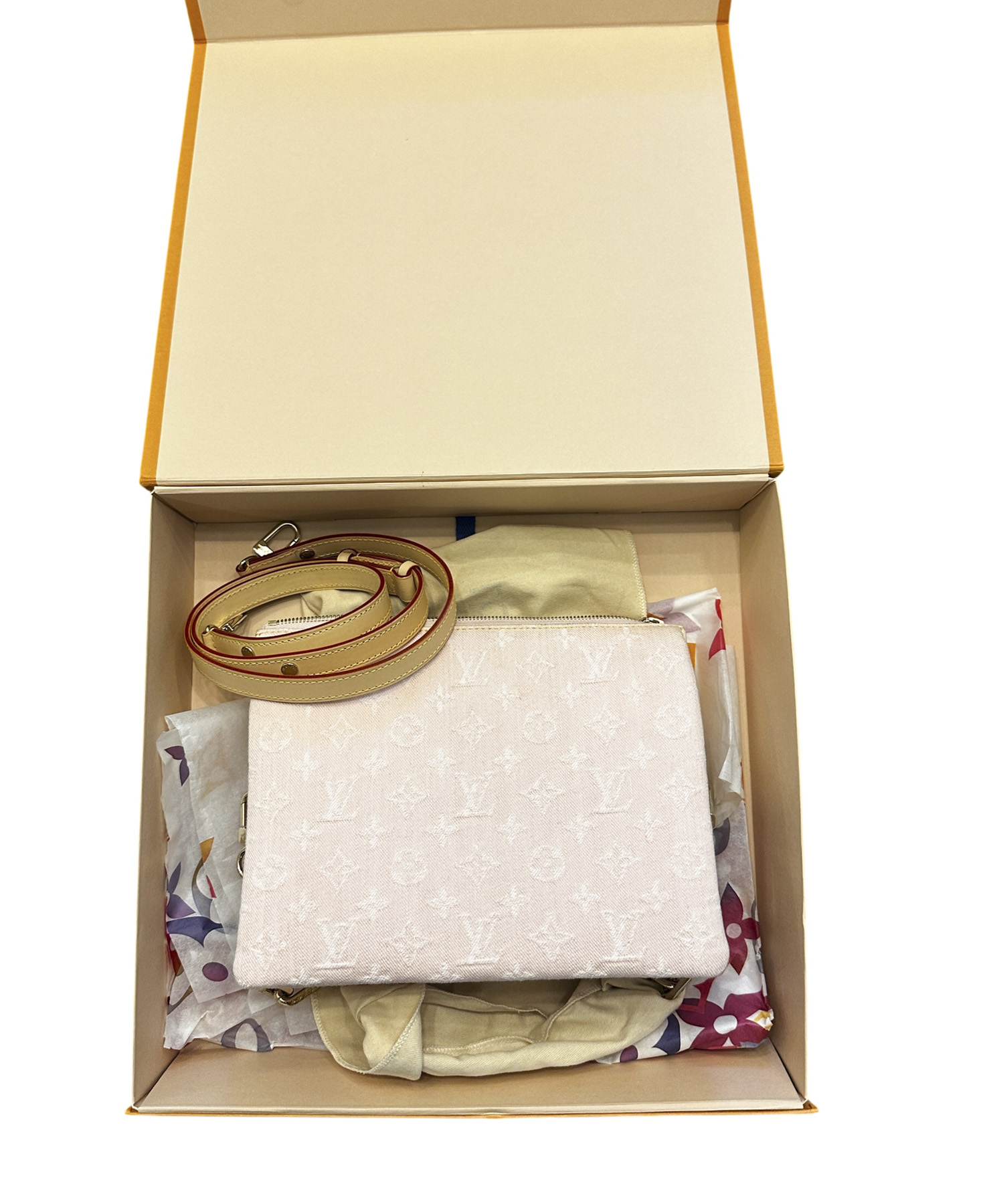 Louis Vuitton Coussin PM Pink Monogram Denim Shoulder Crossbody Bag Authentic - Image 16