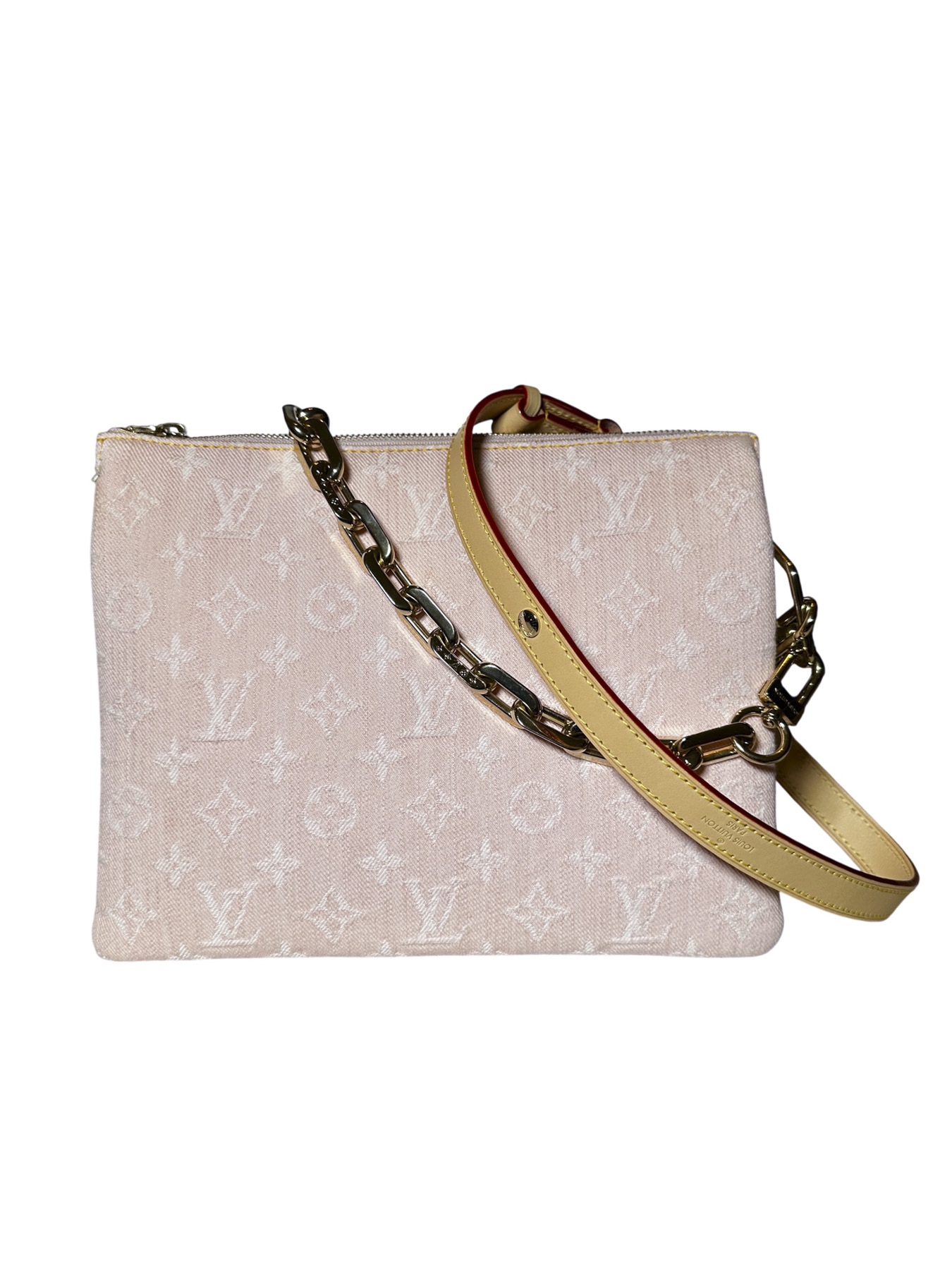 Louis Vuitton Coussin PM Pink Monogram Denim Shoulder Crossbody Bag Authentic