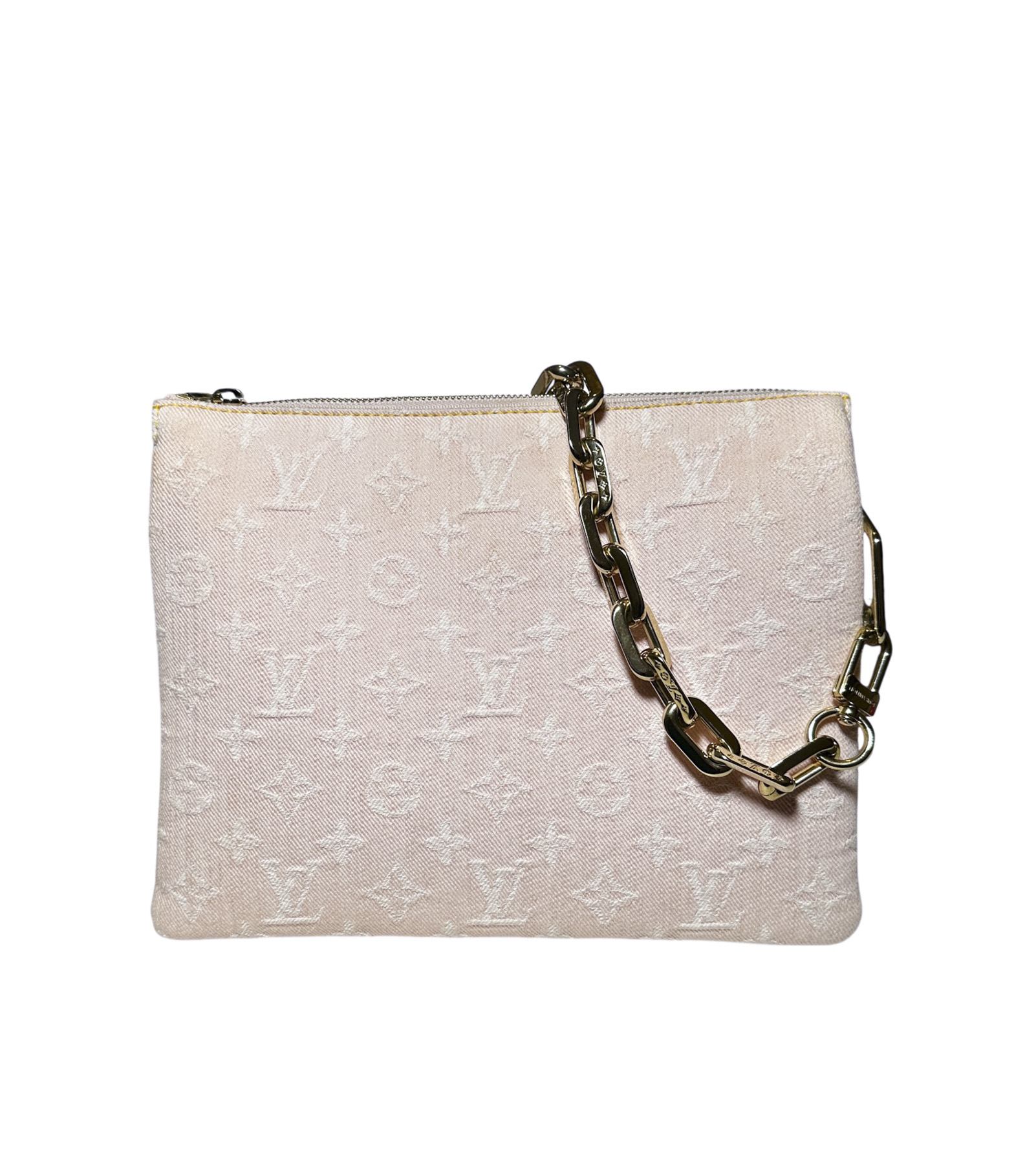 Louis Vuitton Coussin PM Pink Monogram Denim Shoulder Crossbody Bag Authentic - Image 5