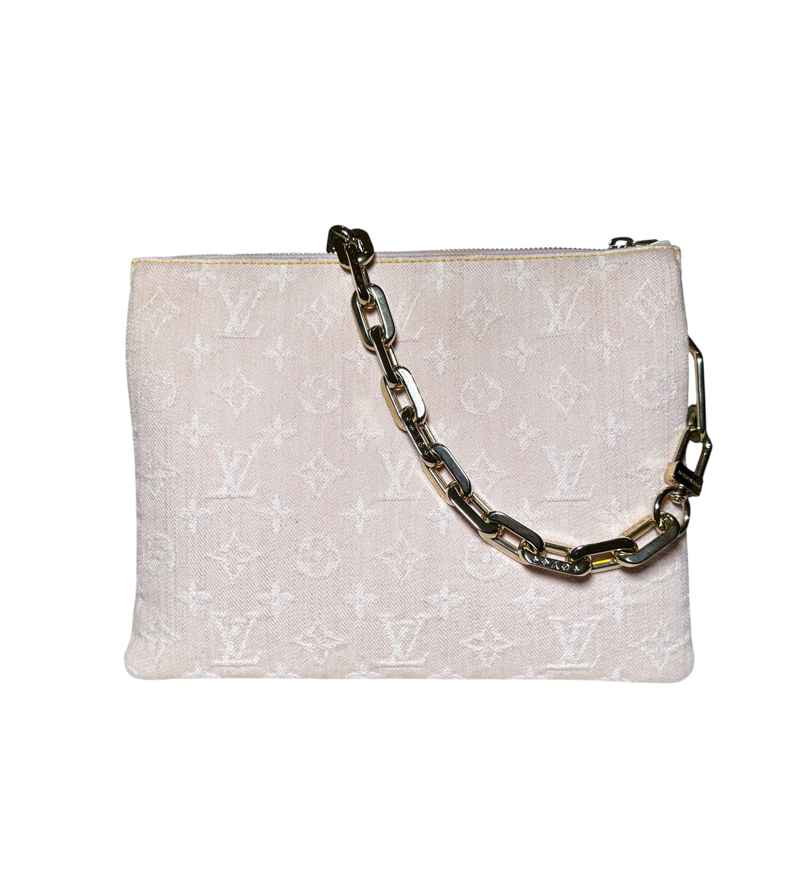 Louis Vuitton Coussin PM Pink Monogram Denim Shoulder Crossbody Bag Authentic - Image 2