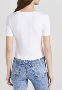 Alternative view of L'Agence Dana White Scoop Neck Short Sleeve Tee Shirt Top Size XS