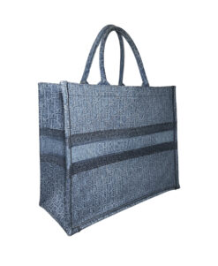 Alternative view of CHRISTIAN DIOR Blue Denim Oblique Jacquard Embroidered Large Book Tote Bag