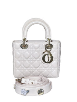 DIOR Lady Dior Pink Lambskin Cannage Quilted Gold HW ABC 2Way Bag