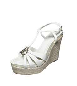 Dior Vintage John Galliano Patent CD Logo Espadrille Wedge Heels Sandals 37