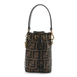 FENDI Mon Tresor FF Zucca Embossed Leather Mini Bucket Bag