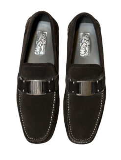 Salvatore Ferragamo Brown Suede Gancini Bit Loafers Slip On Casual Moccasins 9.5