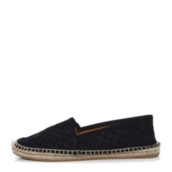 Gucci Black GG Monogram Suede Microguccissima Espadrilles Flats Size 37