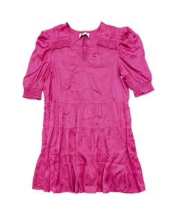 Alternative view of Hale Bob Pink Satin V-Neck Short Sleeve Mini Dress Size Large