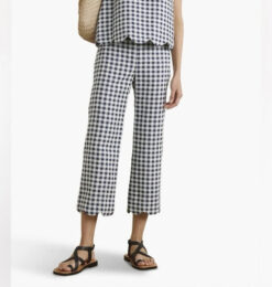 Lisa Marie Fernandez Scalloped Gingham Wide Leg Ankle Pants Size 2