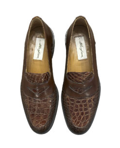Mezlan Men's Catania Brown Genuine Crocodile Penny Loafers Dress Shoes Size 9.5