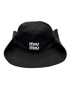 Miu Miu Black Logo Monogram Drill Cowboy Hat Size Size Small