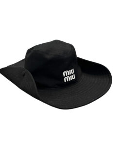 Alternative view of Miu Miu Black Logo Monogram Drill Cowboy Hat Size Size Small
