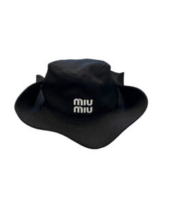 Miu Miu NWT Black Logo Monogram Drill Cowboy Hat Size Small In Box