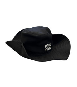 Alternative view of Miu Miu NWT Black Logo Monogram Drill Cowboy Hat Size Small In Box