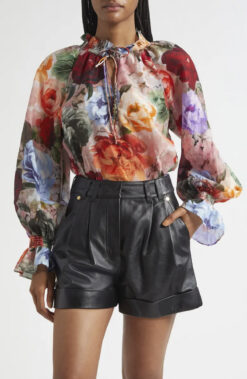 Alice + Olivia NWT Norah Storm Floral Peasant Top Blouse Medium $440