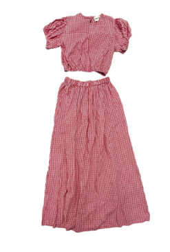 Alternative view of Playa Lucila Red Gingham Skirt & Puff Sleeve Top 2 Piece Dress Set Small