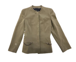 PRADA Vintage FW 1999 Khaki Collarless Jacket Blazer Size 42