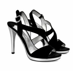Alternative view of Prada Black Suede Silver Metallic Heels Slingback Platform Sandals 37 Italy