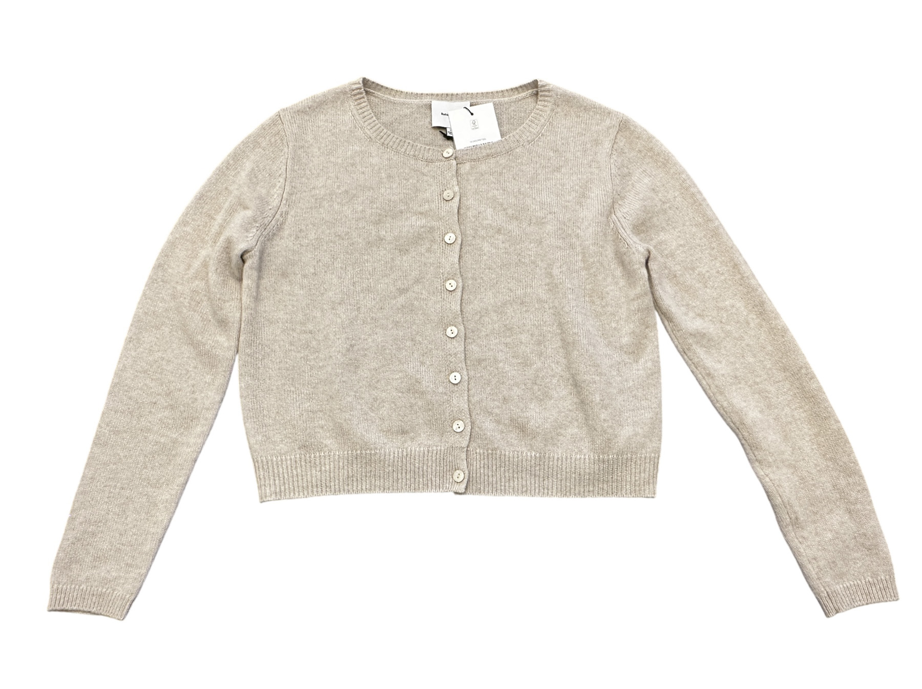 Reformation NWT Clara Cashmere Crew Neck Cardigan Sweater Large Wheat - Image 2
