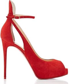Christian Louboutin NIB Mascaralta 120 Red Suede Peep Toe Platform Pumps Heels 40