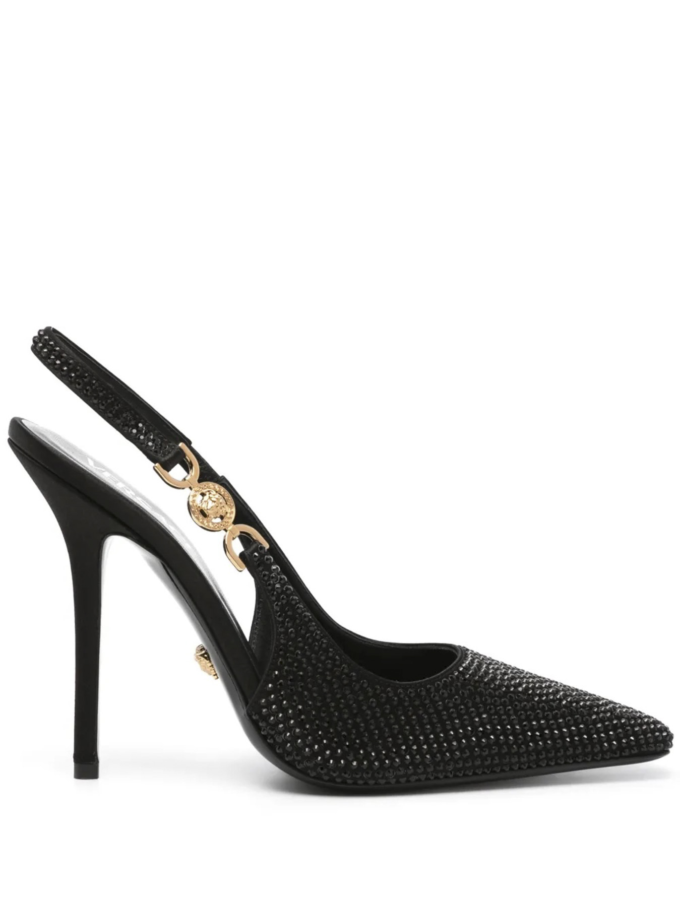 Versace NIB Medusa '95 Safety Pin Crystal Embellished Slingback Heels Pumps 39