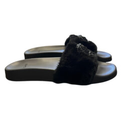 Alternative view of VERSACE NIB La Medusa Medusa Black Faux Fur Rubber Pool Slides Sandals 39.5