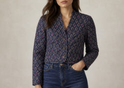 XIRENA NWT Ani Quilted Navy Posey Silk Blend Jacket Size XS $385