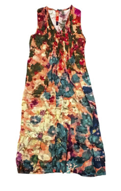 Alternative view of YAVI Floral Satin V-Neck Sleeveless Midi Dress Size Medium