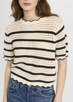 Birds of Paradis Trovata NWT Jules Striped Knit Short Sleeve Sweater Size XS $288