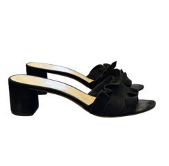 Alternative view of Loeffler Randall Women's Vera Ruffle Block Heel Slide Sandals Suede Black 9.5