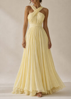 Monique Lhuillier NWT Yellow Silk Formal Long Maxi Gown Dress Size 8 $3400