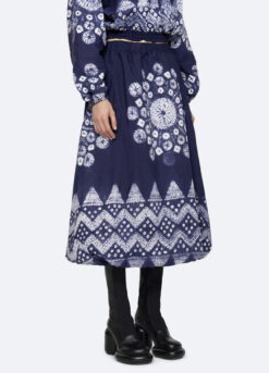 Alternative view of SEA New York NWT Yana Navy Tie Die Midi Skirt Size Small $375