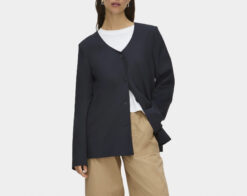 ALIGNE Women's Rae Navy Blue Relaxed Scoop Neck Jacket Blazer Size 6