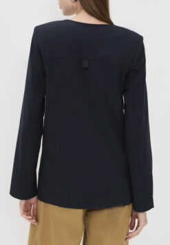 Alternative view of ALIGNE Women's Rae Navy Blue Relaxed Scoop Neck Jacket Blazer Size 6