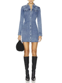 Amanda Uprichard Forester Blue Classic Wash Denim Mini Dress Medium