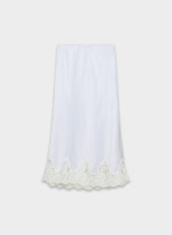 Aritzia Wilfred NWT Henrietta Satin Lace Trim Midi Skirt in Glimmer Small NEW
