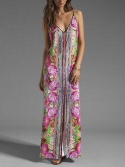 Clover Canyon Fools Gold Vacation Maxi Dress Resort Summer Sundress Medium