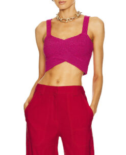 Cult Gaia Brieann Knit Pink Cropped Top Blouse Size XS