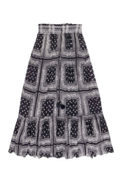 Alternative view of Chan Luu Navy Paisley Print Boho Maxi Skirt Size Small