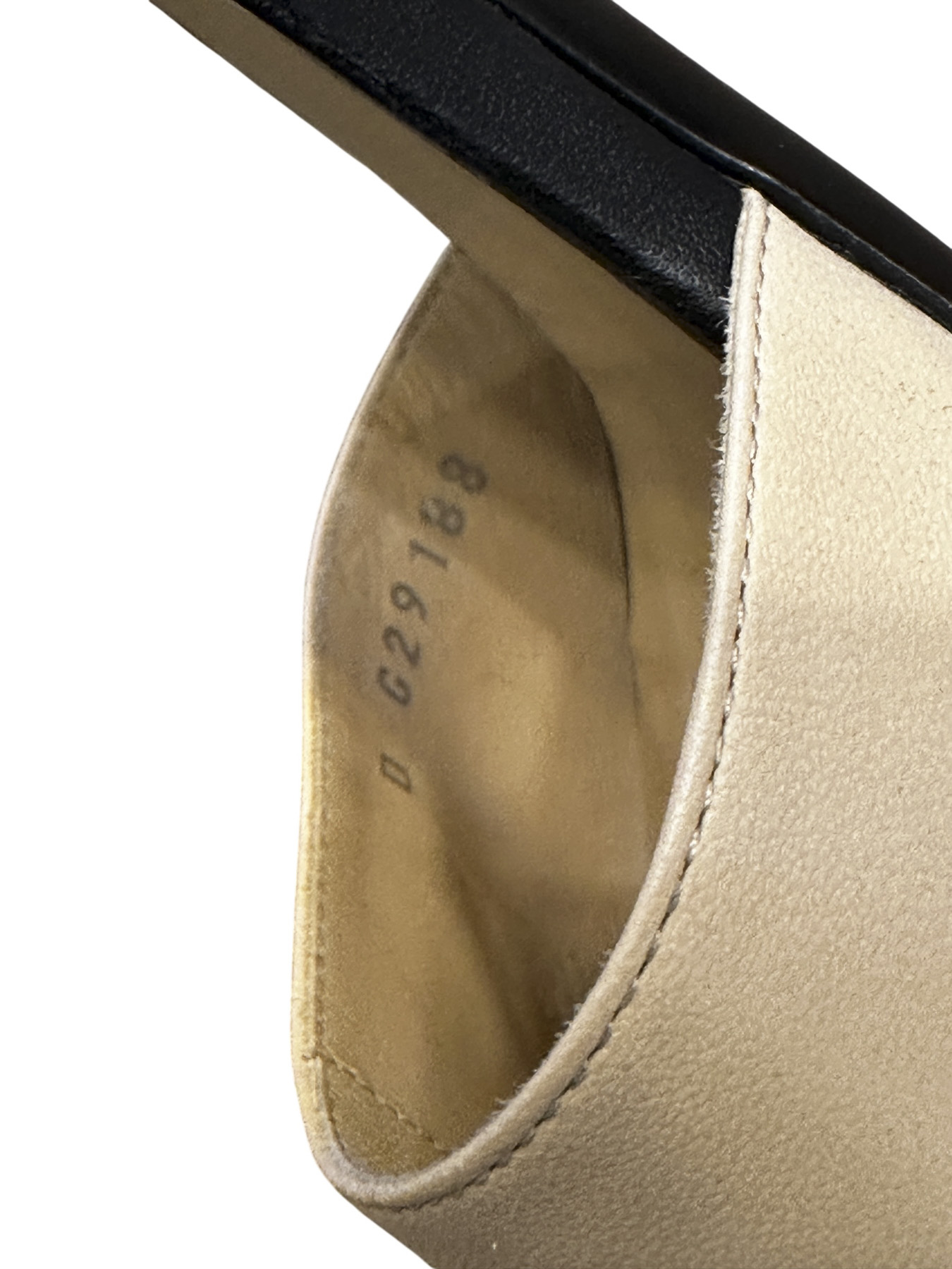 CHANEL Beige & Black Lambskin Open Toe Ankle Strap Heels Pumps Size 37.5 - Image 7