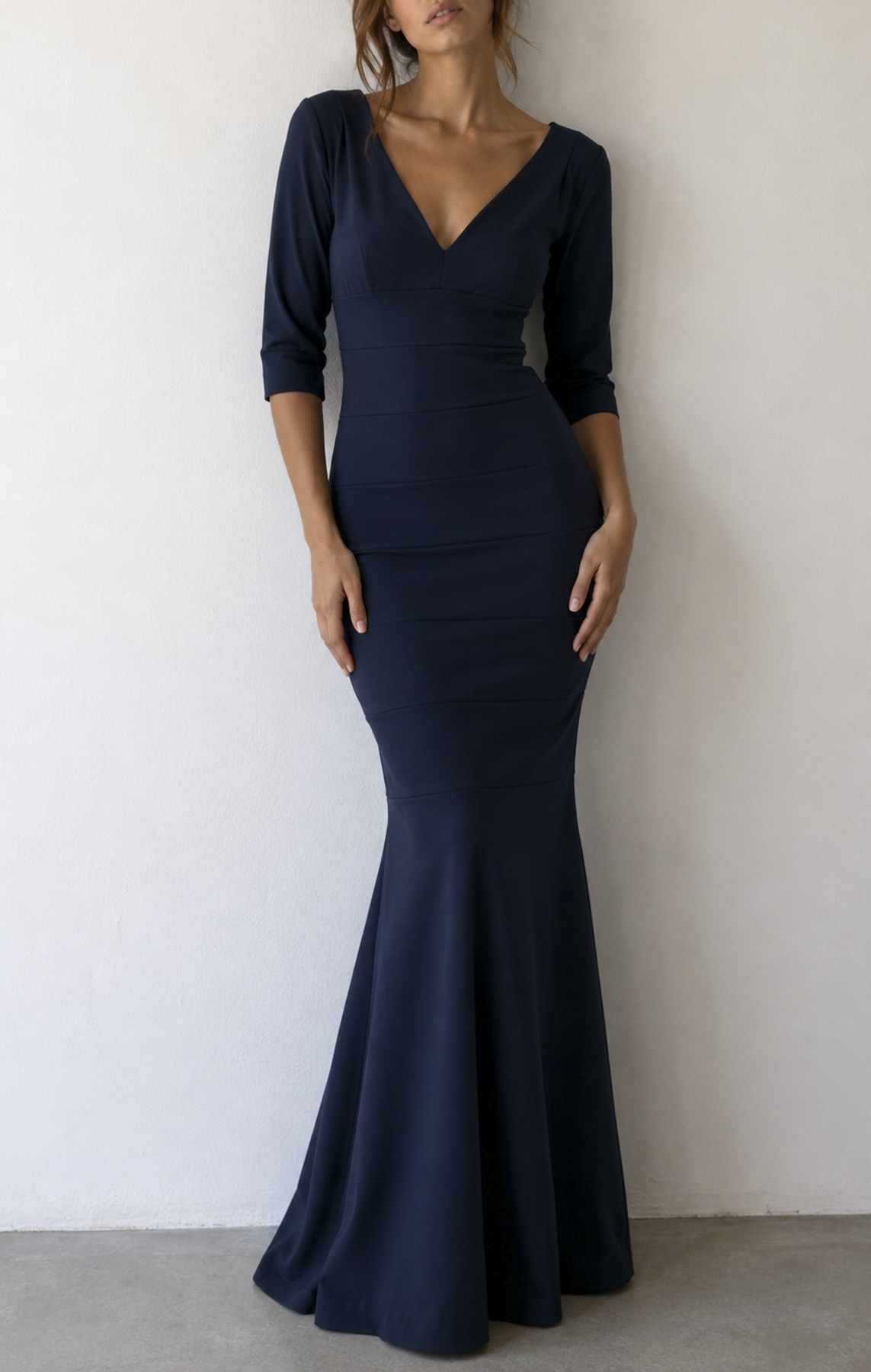 Chiara Boni La Petite Robe Navy Blue Gown V-Neck Long Maxi Dress Size 40 - Image 7