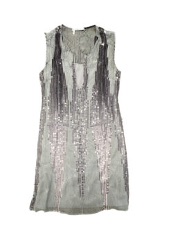 Alternative view of Derek Lam 10 Crosby Silver Gray Silk Sequin V-Neck Sleeveless Dress Size 4