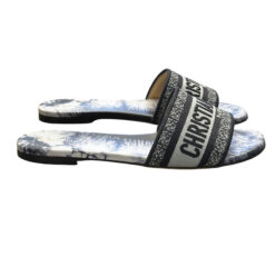 Alternative view of Christian Dior Dway Tie Dye Blue Embroidered Logo Mules Slides Sandals 37.5