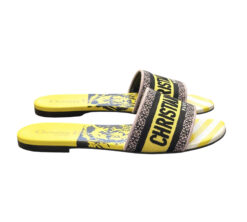 Alternative view of Christian Dior Dway Jungle Pop Yellow Embroidered Logo Mules Slides Sandals 37