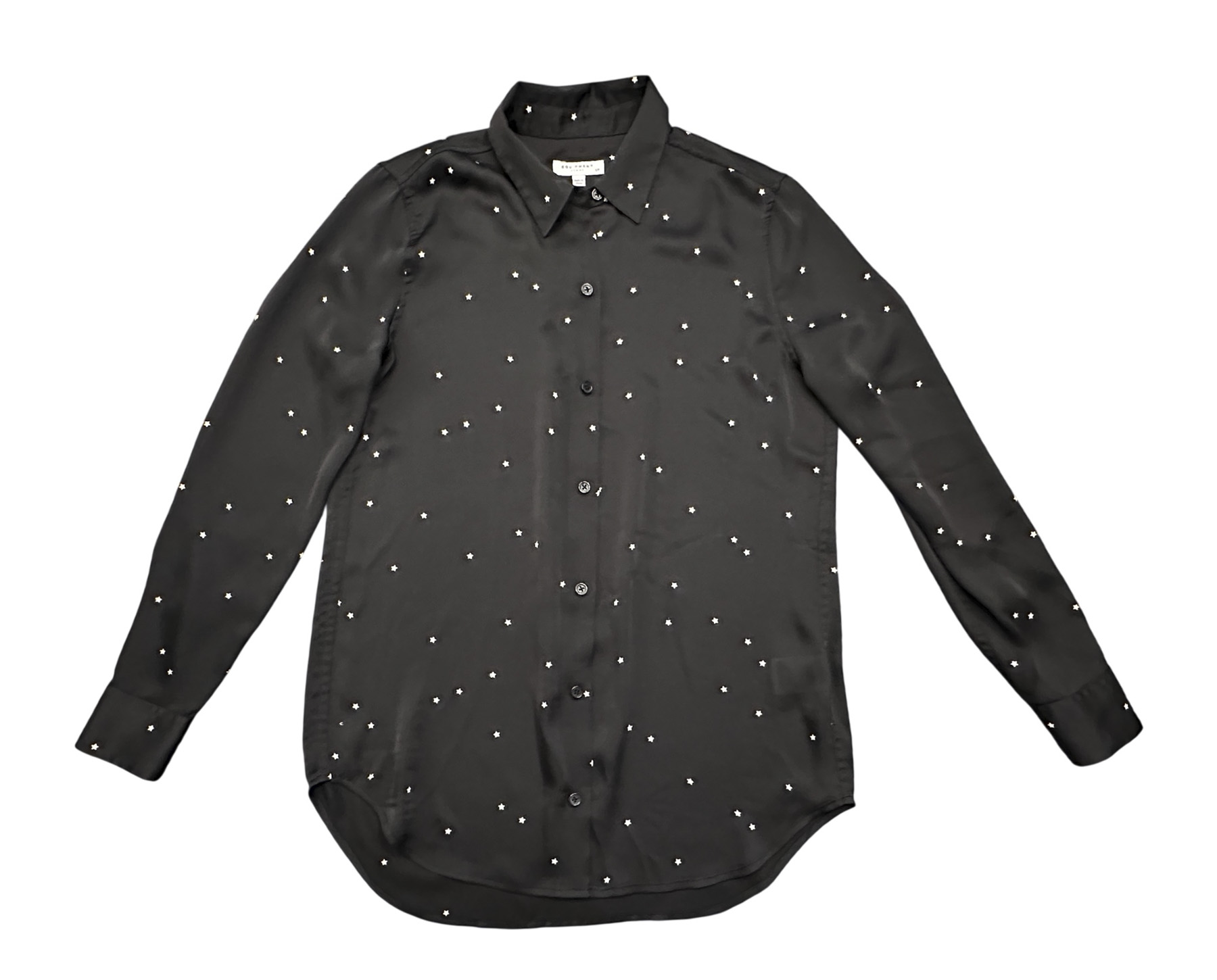 Equipment Femme Black Stars Print Signature Long Sleeve Button Up Top Blouse Small - Image 2