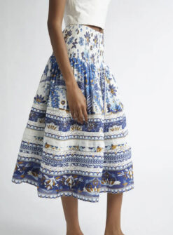 Alternative view of FARM RIO Ana Tapestry Mixed Print Cotton Blend Midi Skirt Size Small